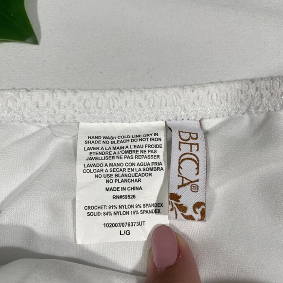 NEW Becca [ Large‎ ] Crochet Shirred Tab Side Hipster Bikini Bottom White - Picture 6 of 8